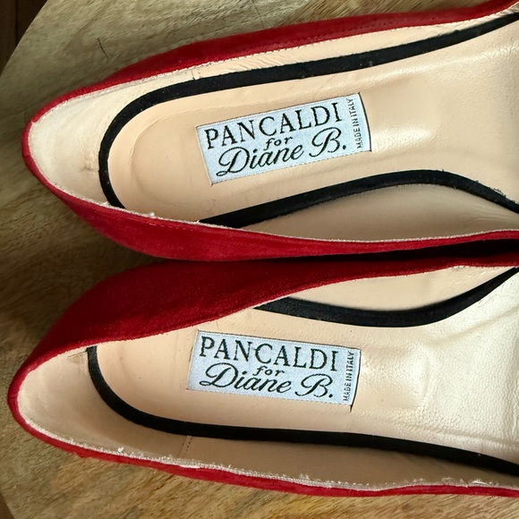 Pancaldi for Diane B. Red Velvet Suede Leather Flats sz: US 10/EU 40 - Picture 6 of 9